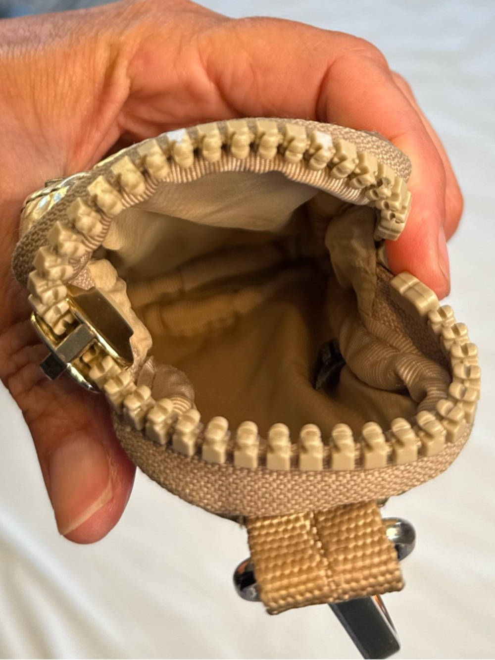 MZ WALLACE Mini Quilted Metallic Gold Clip On Zipped Pouch - Picture 8 of 9